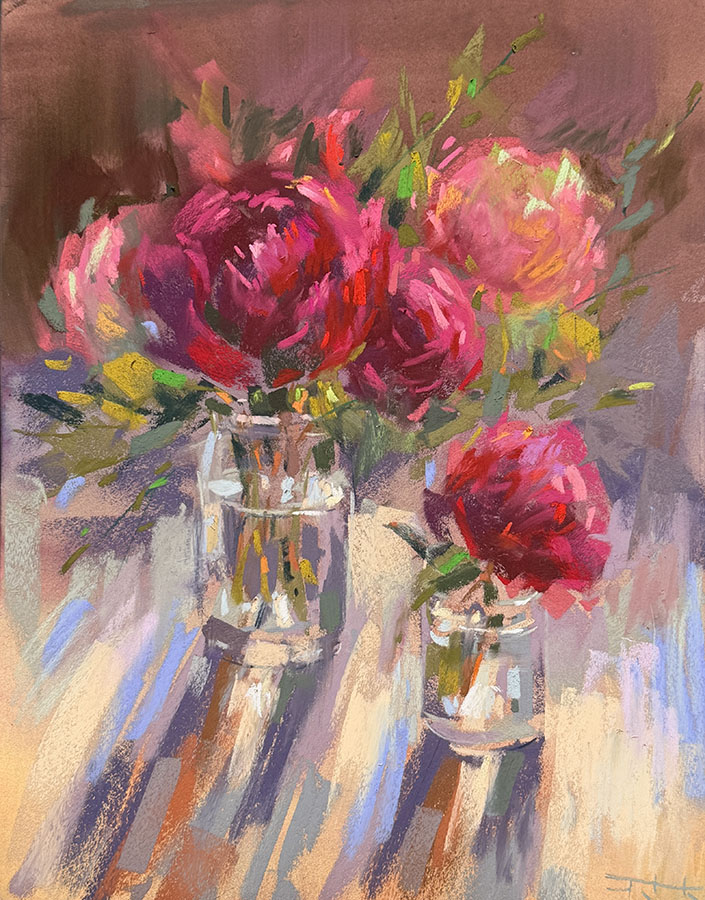 The Dialogue of Layers: Painting Expressive Flowers with Pastel Over Watercolor/Acrylic